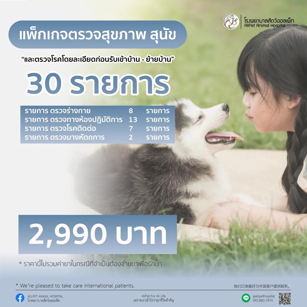 แพ็คเกจตรวจสุขภาพ สุนัข ก่อนรับเข้าบ้าน - ย้ายบ้าน