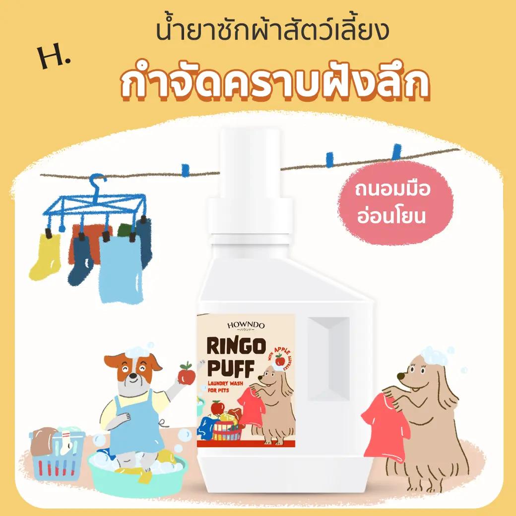 LAUNDRY WASH RINGO PUFF  น้ำยาซักผ้าสูตรอ่อนโยนสำหรับสัตว์เลี้ยง สะอาด อ่อนโยน ขจัดคราบฝังลึก
